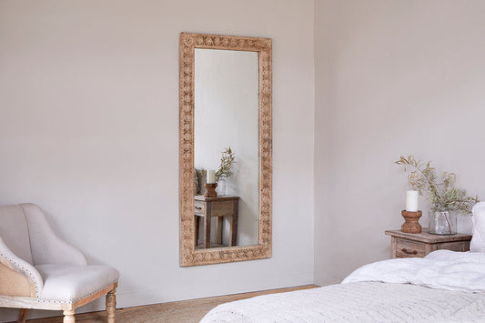 Miroir en bois de manguier sculpté Tannir - Naturel