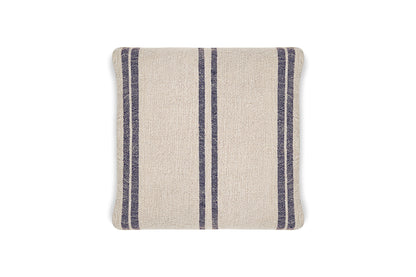Housse de coussin Tendali en lin à rayures - Bleu marine