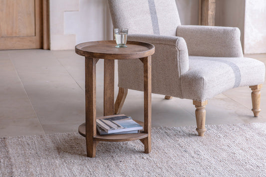 Table d'appoint Triveni en bois de manguier - Teinte noyer