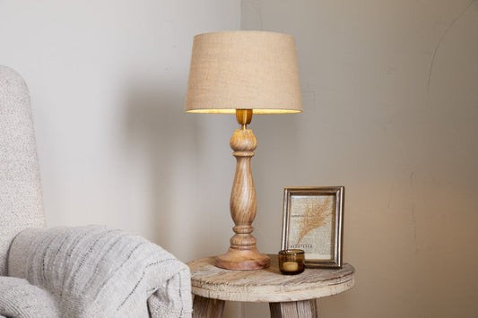 Lampe de table classique en bois Usha - Naturel