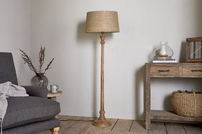 Lampadaire classique en bois Usha - Naturel
