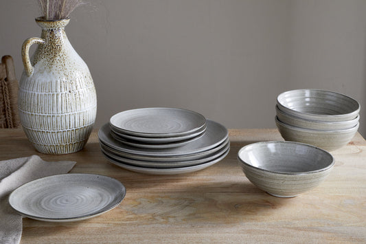 Service de table en faïence Valinha - Gris (lot de 12)