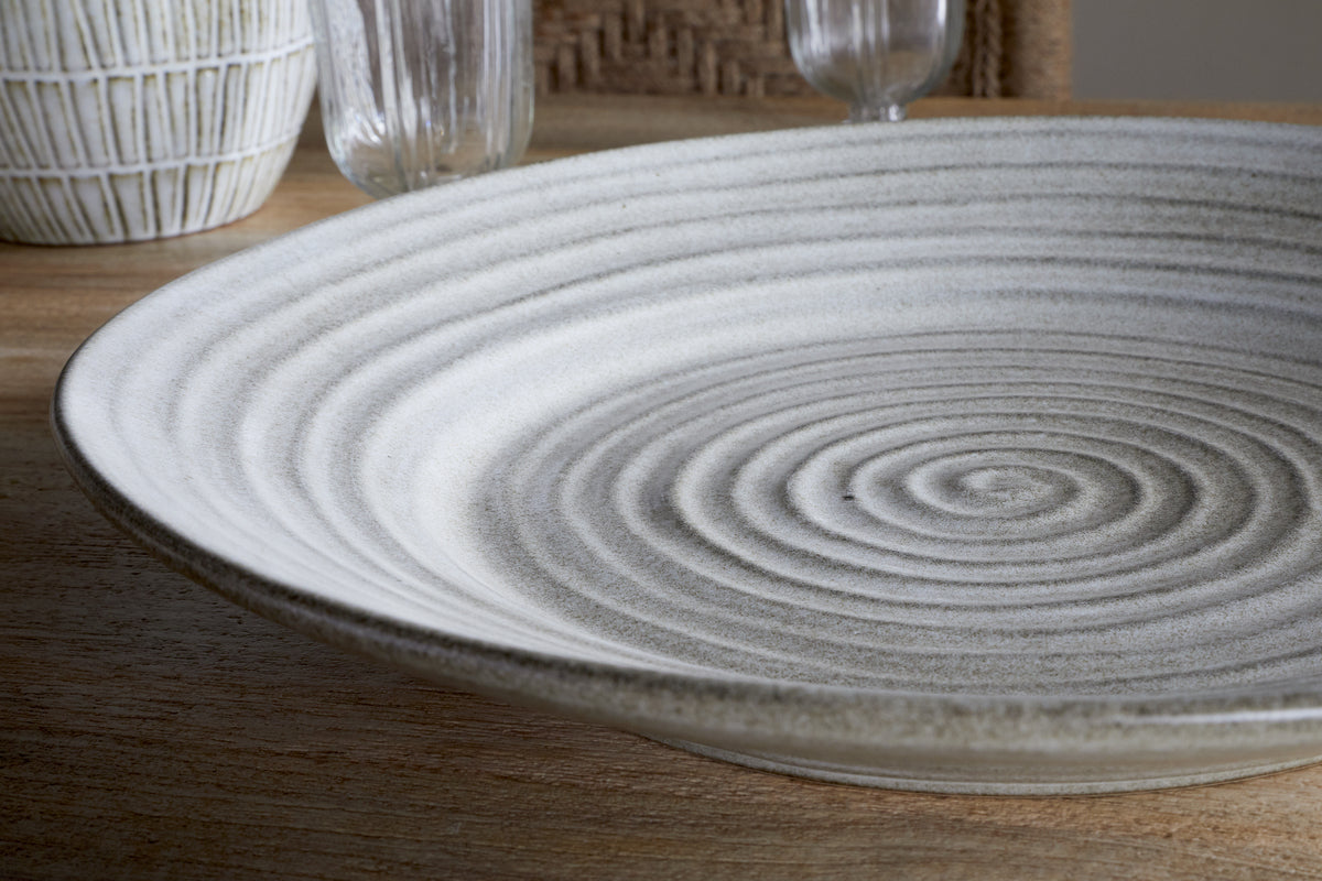 Plat rond en faïence Valinha - Gris