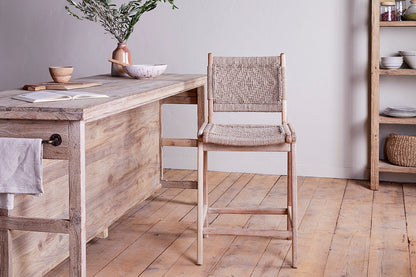 Chaise de comptoir tissée Vinay - Naturel