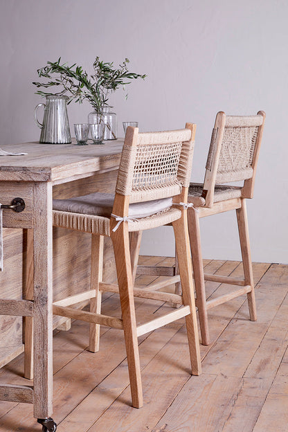 Chaise de comptoir tissée Vinay - Naturel