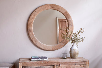 Miroir en bois rainuré Vivan - Naturel