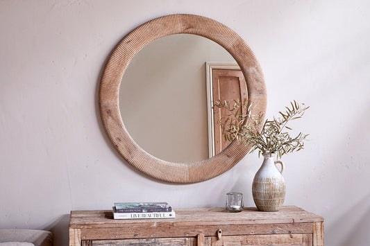 Miroir en bois rainuré Vivan - Naturel