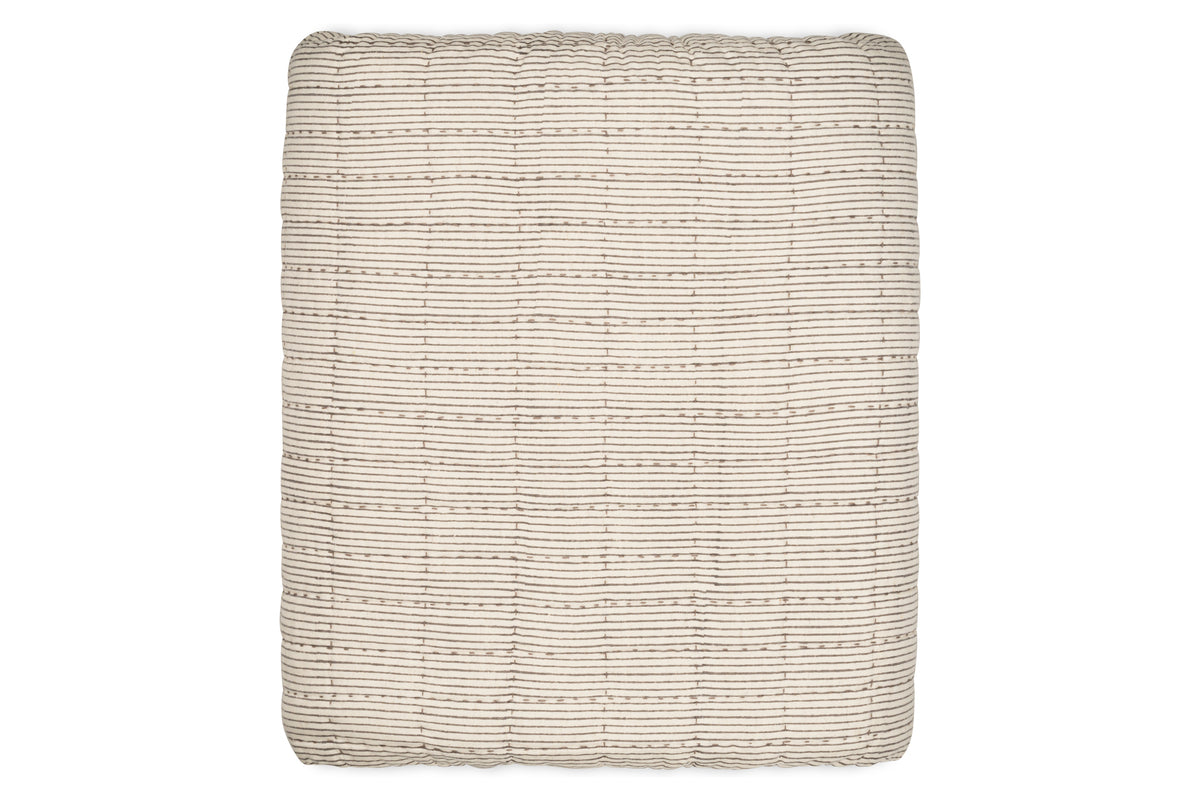 Couette Dipti en coton et lin imprimé bloc - Anthracite