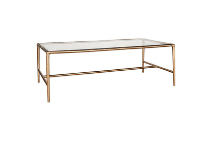 Table basse Gilasi en métal moulé et verre - Laiton antique