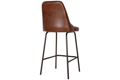 Chaise de comptoir en cuir Harsha - Marron chocolat