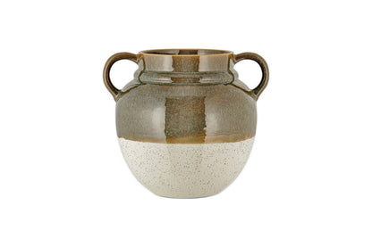 Vase à glaçure réactive Inha - Olive foncé et naturel