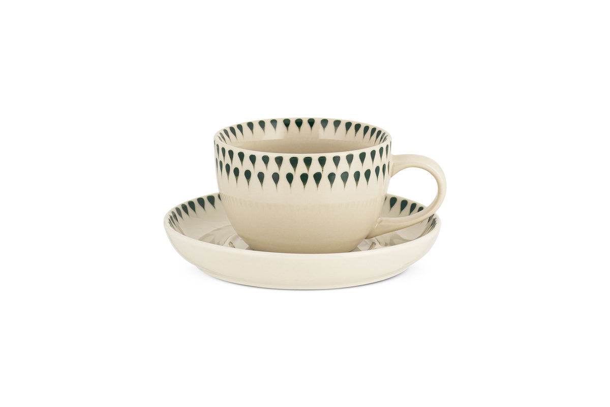 Tasse et soucoupe Juniper Drop - Crème et genièvre
