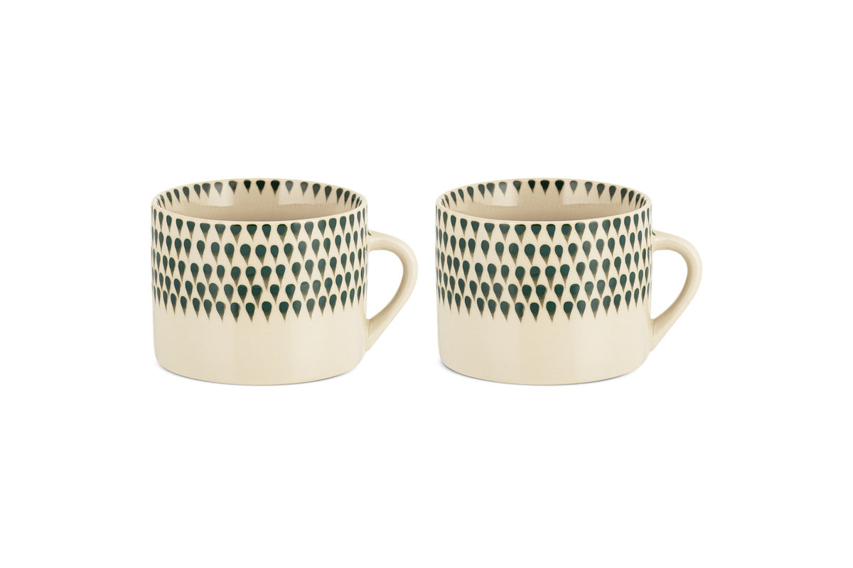 Tasse Juniper Drop - Crème et genièvre - Grande (lot de 2)