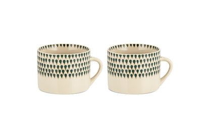 Tasse Juniper Drop - Crème et genièvre - Grande (lot de 2)