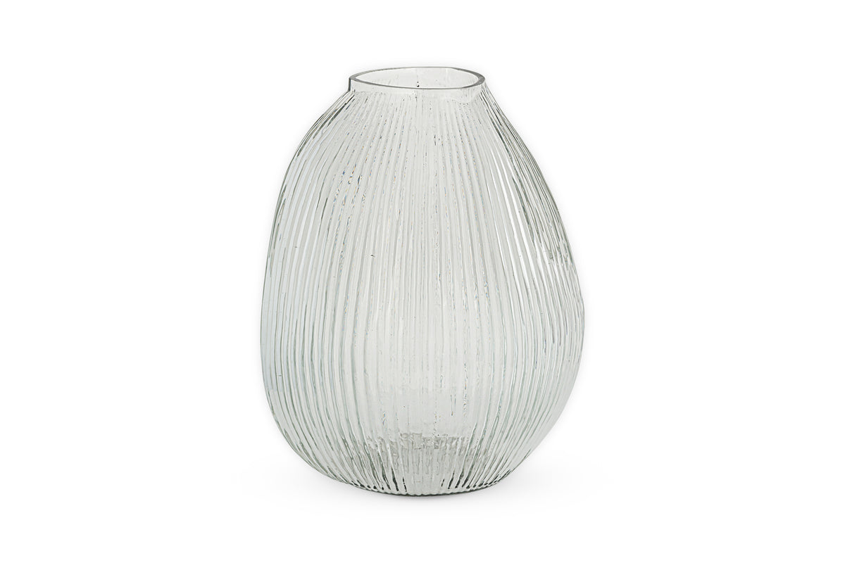 Vase en verre côtelé Linsy - Transparent