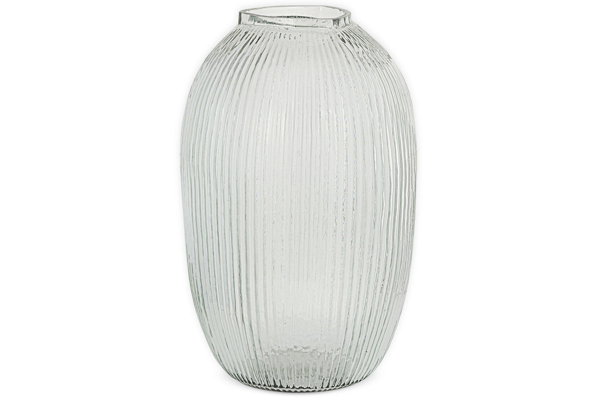 Vase en verre côtelé Linsy - Transparent