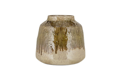 Vase Melina en émail réactif - Olive et naturel
