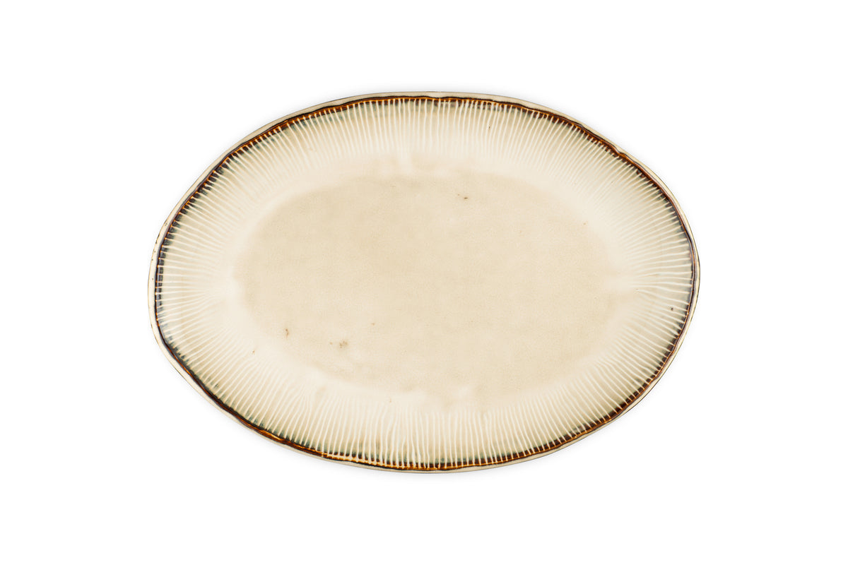 Grand plat ovale Malia - Crème