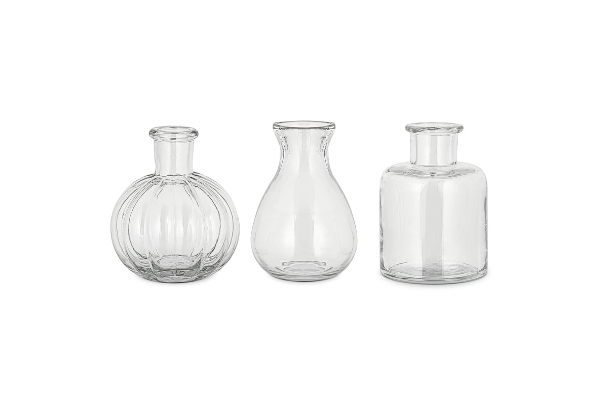 Vases à bourgeons en verre recyclé Mayumi - Transparent (lot de 3)