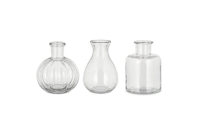 Vases à bourgeons en verre recyclé Mayumi - Transparent (lot de 3)