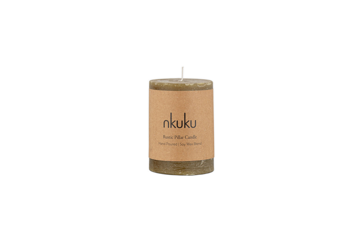 Mini bougie pilier rustique au mélange de soja - Olive