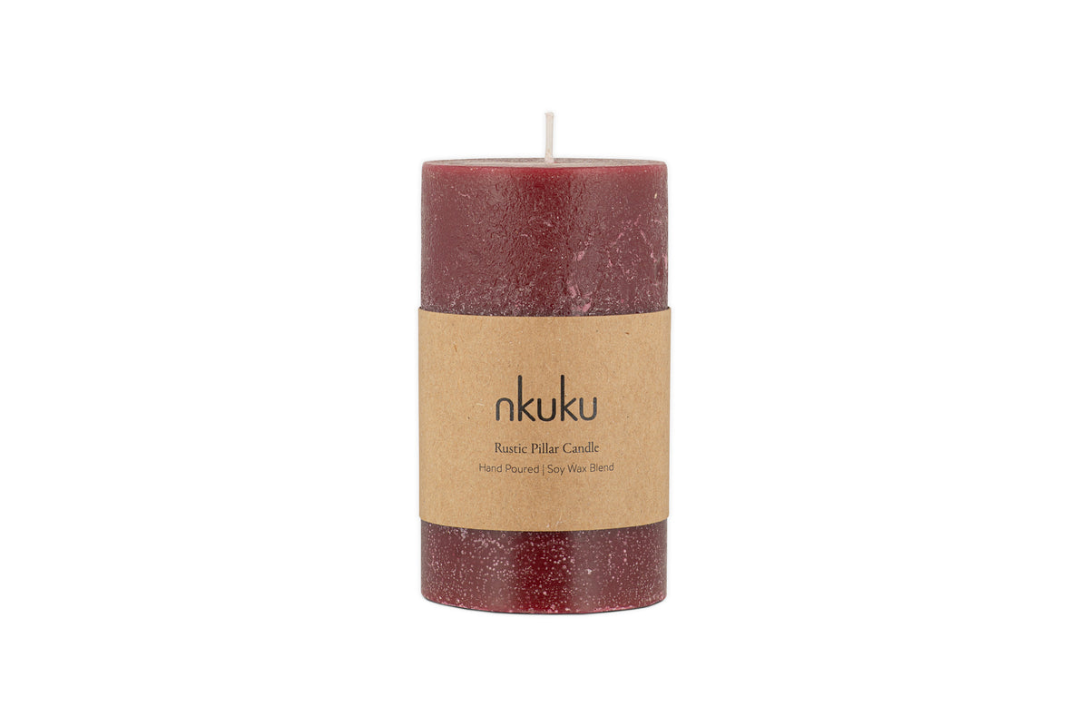 Bougie pilier rustique au soja - Cerise foncée - Petite