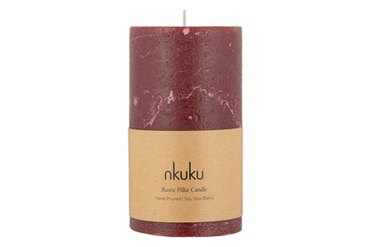Bougie pilier rustique au soja - Cerise foncée - Grande