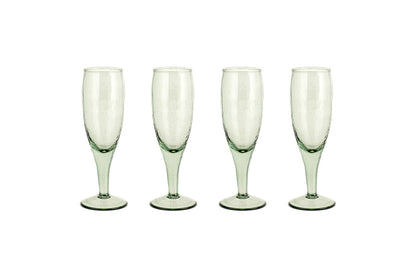 Verre à champagne martelé Yala – Vert sauge (lot de 4)