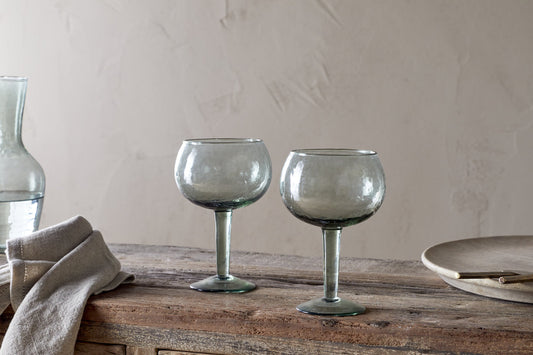 Verre à gin martelé Yala – Vert sauge (lot de 2)