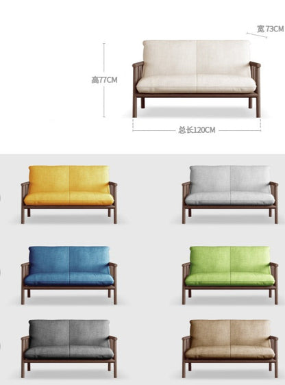 Canapé scandinave LAYLA en bois massif de style japonais (4 tailles, 7 couleurs au choix)