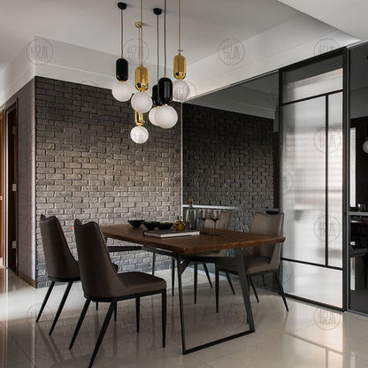 Table à manger EMMETT en bois massif de style nordique rétro