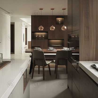 Table à manger nordique JOEL en bois massif et chaise minimaliste moderne 