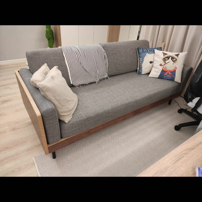 Canapé nordique moderne DANIELLA en bois dur américain, housse lavable en tissu 