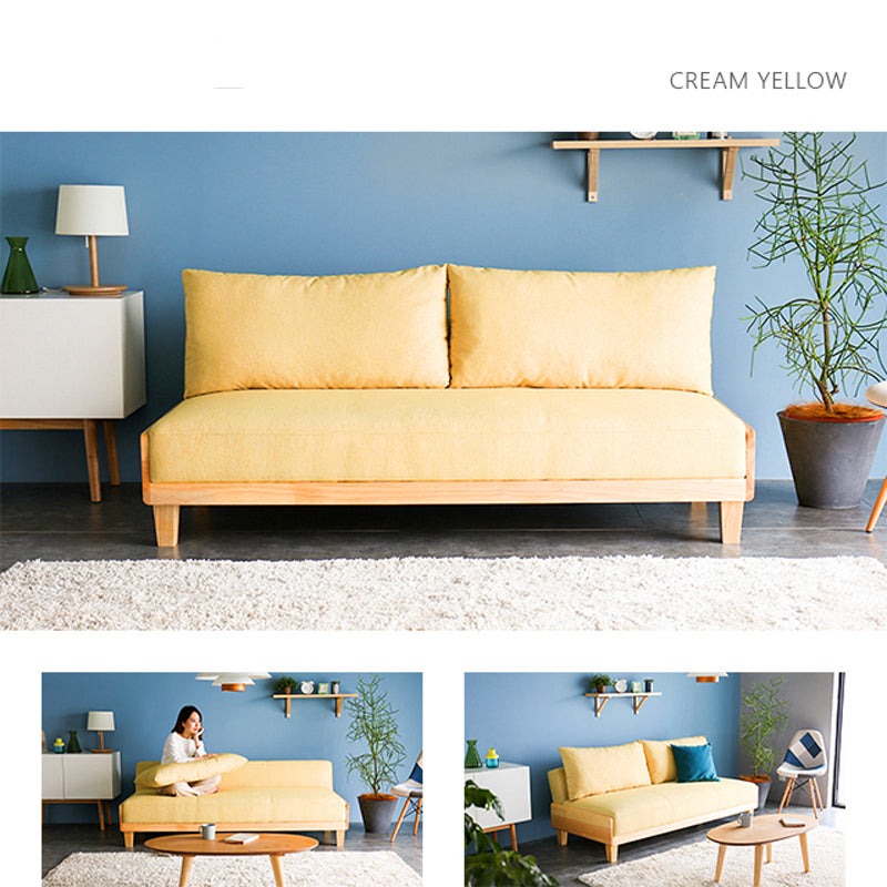 Canapé-lit BROOKLYNN RITZ en bois massif japonais scandinave (6 couleurs)