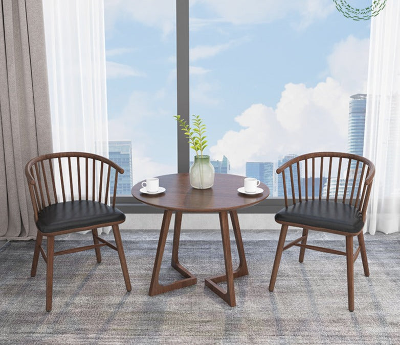 Chaise princesse LEILANI Hiroshima en bois massif, table de salle à manger ronde, option conférence (choix de 7 tailles)