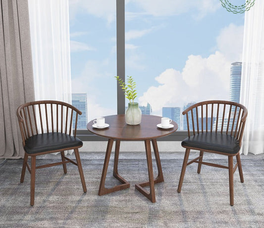 Chaise princesse LEILANI Hiroshima en bois massif, table de salle à manger ronde, option conférence (choix de 7 tailles)