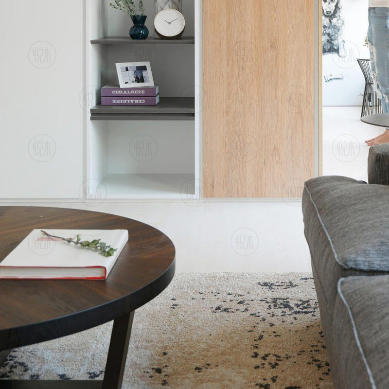 Table basse ronde Brittany Radisson style scandinave nordique rétro en bois massif (4 tailles, 4 couleurs) 