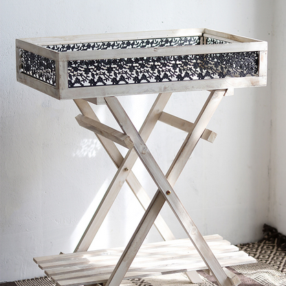 Support à plantes pliable à double étagère Khajag