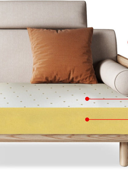 Canapé Avery en bois massif avec coussin amovible en tissu de style japonais