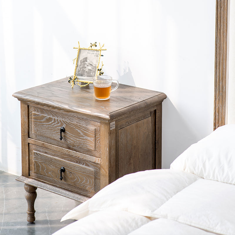 Table de chevet EZEKIEL de style campagnard américain français avec 2 tiroirs (3 couleurs au choix) 