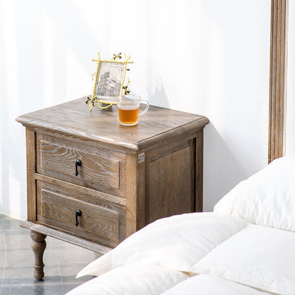 Table de chevet EZEKIEL de style campagnard américain français avec 2 tiroirs (3 couleurs au choix) 