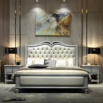 BOSTON HILTON Lit américain européen en bois dur King Size, tiroirs de rangement, rangement à air comprimé