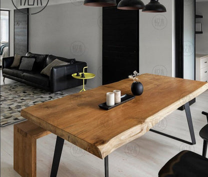 Table à manger en bois massif FINN Table de conférence en bois dur de design nordique scandinave