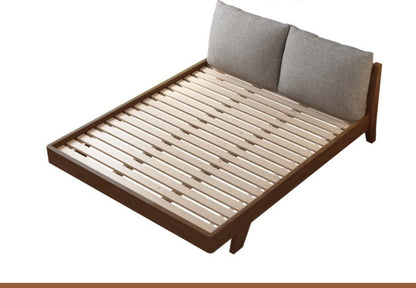 Lit double en bois massif scandinave nordique japonais AMELIA