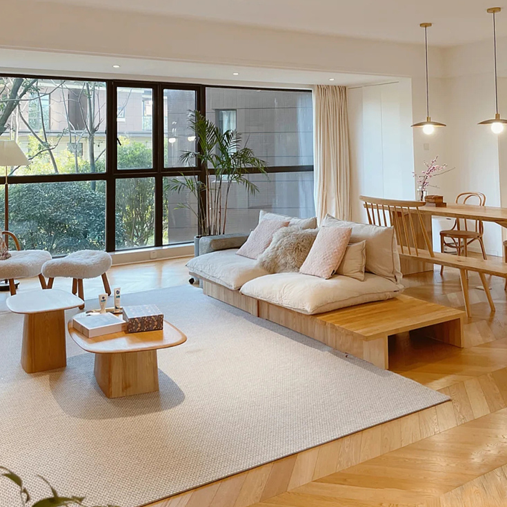 Tapis fait main en sisal beige Angelick