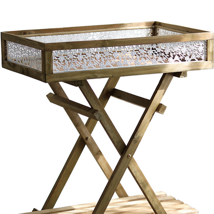 Support à plantes pliable à double étagère Khajag