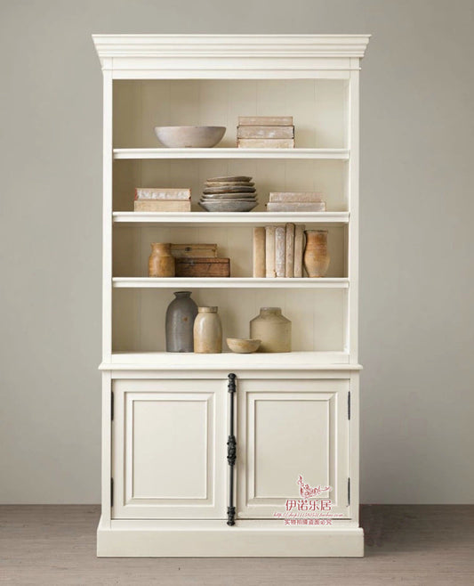 ASHLEY HYATT Buffet rustique américain en bois massif, bibliothèque, armoire de style rétro français