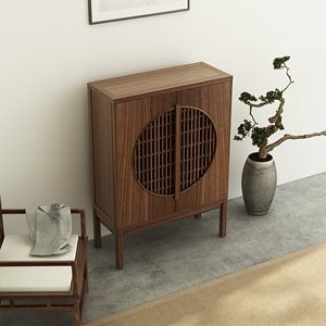 LENA SHERATON Armoire de rangement style chinois en orme ancien