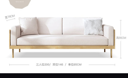 Canapé nordique simple en bois massif ELEANOR (1 à 3 places, 6 couleurs au choix)