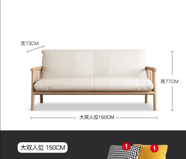 Canapé scandinave LAYLA en bois massif de style japonais (4 tailles, 7 couleurs au choix)